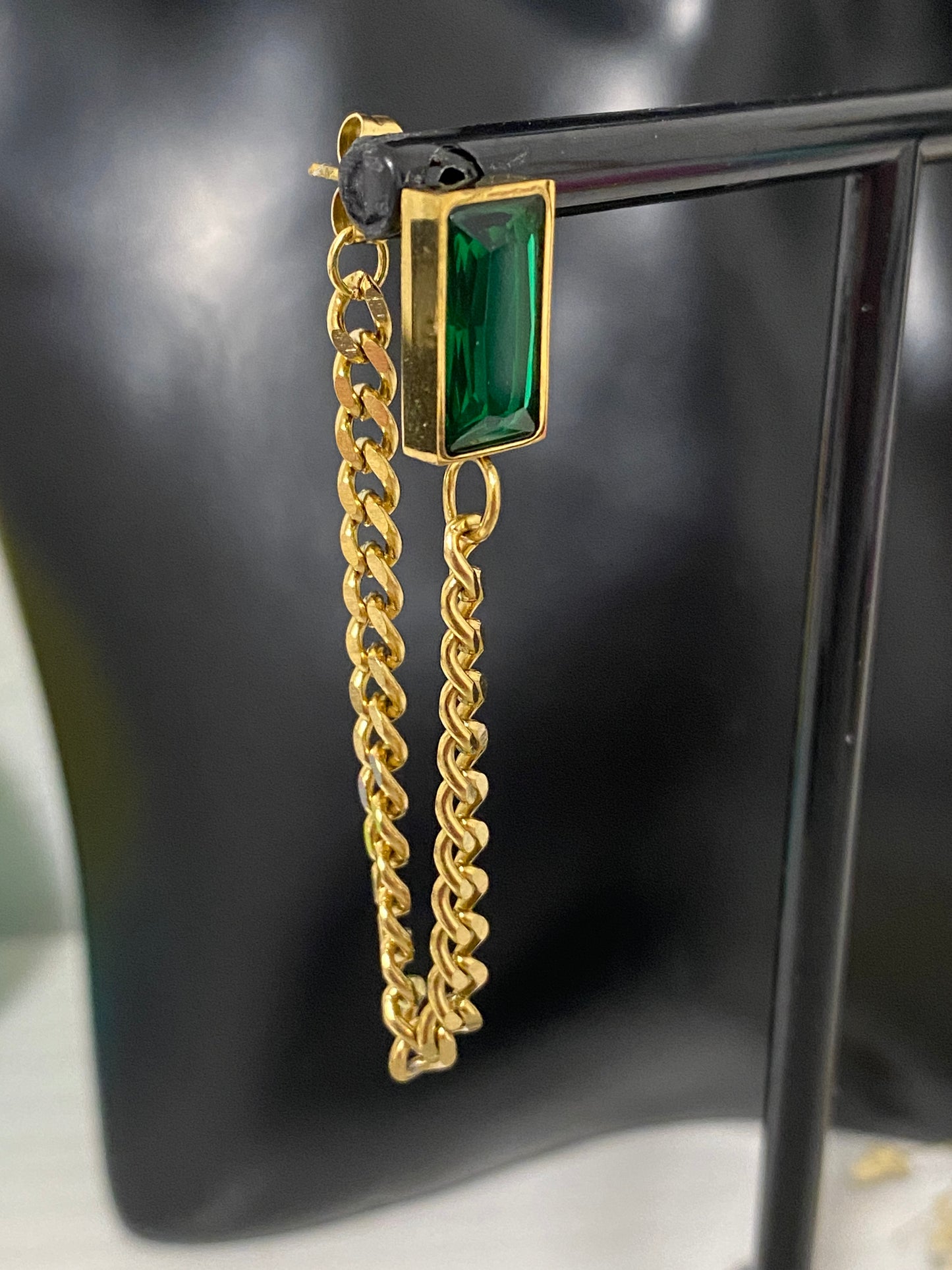 Green Chain Earring